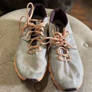 On Running Women's Athletic Shoes in Gray and Peach